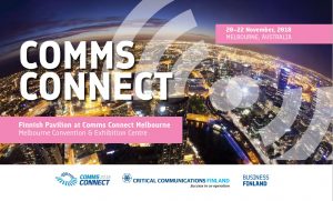 Finnish pavilion for the first time in Comms Connect Australia in Melbourne 20-22 November 2018 - seeking for co-operation