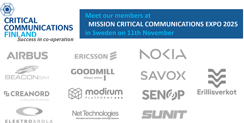 Meet Critical Communications Finland members at Mission Critical Communications Expo 2025 on 11th November in Sweden